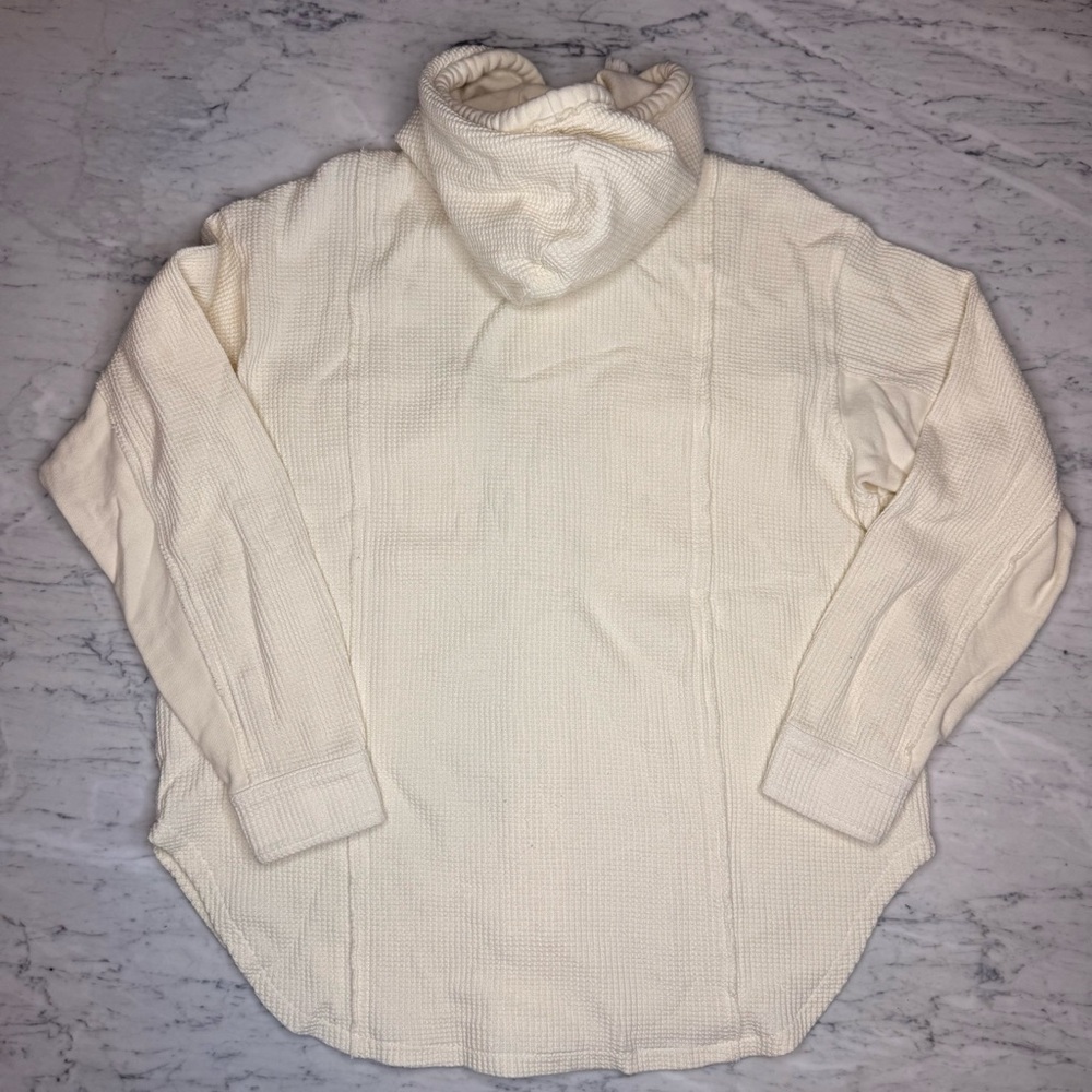 American Eagle Waffle Knit Shacket Cream Sz Small - Picture 5 of 8